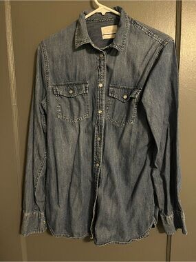J. Crew Women’s Denim Button-Down Shirt in Medium Blue